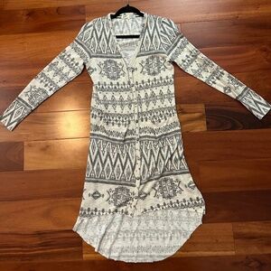 Jolt Long Lightweight Cardigan Grey & Ivory Size Small